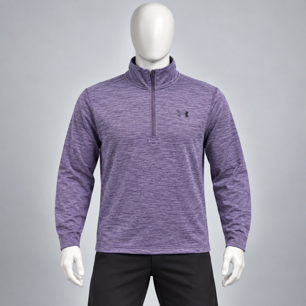 Under Armour 1/4 Zip Pullover Mens Small Purple Heather Fleece Space Dye Loose